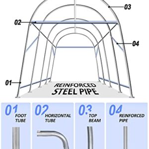 Marvoware 10' x 20’ x 9' ft Snow Resistant Heavy Duty Carport, Round Roof Storage Shed with Front & Rear Zipper Door for Full-Size Truck and Boat, Portable Garage Tent Shelter for Outdoor Use