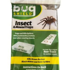 Bug Shield Sticky Glue Traps 12 Glue Boards, All Types of Incets, Spiders, Cockroaches, Ants, Cave Crickets, and More. Professional Strength Glue.