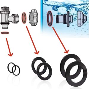 Bamkyait 25076RP Washer and Ring Kit for 1-1/2in Fittings, O-Ring Rubber Washer for Intex Pool Plunger Valves and Intex Replacement Gasket 10745, 10262 and 10255 (12 pcs)