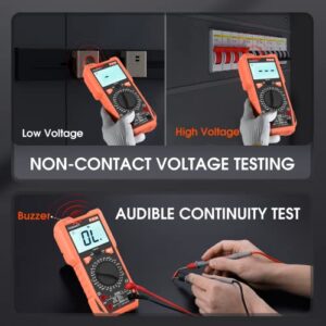 Digital Multimeter, TRMS 6000 Counts DC/AC Volt Meter, Ohm Amp Meter, Voltage Tester with NCV Function, Accurate Resistance Continuity Diode Capacitance Tester for Automotive Battery, Electronics