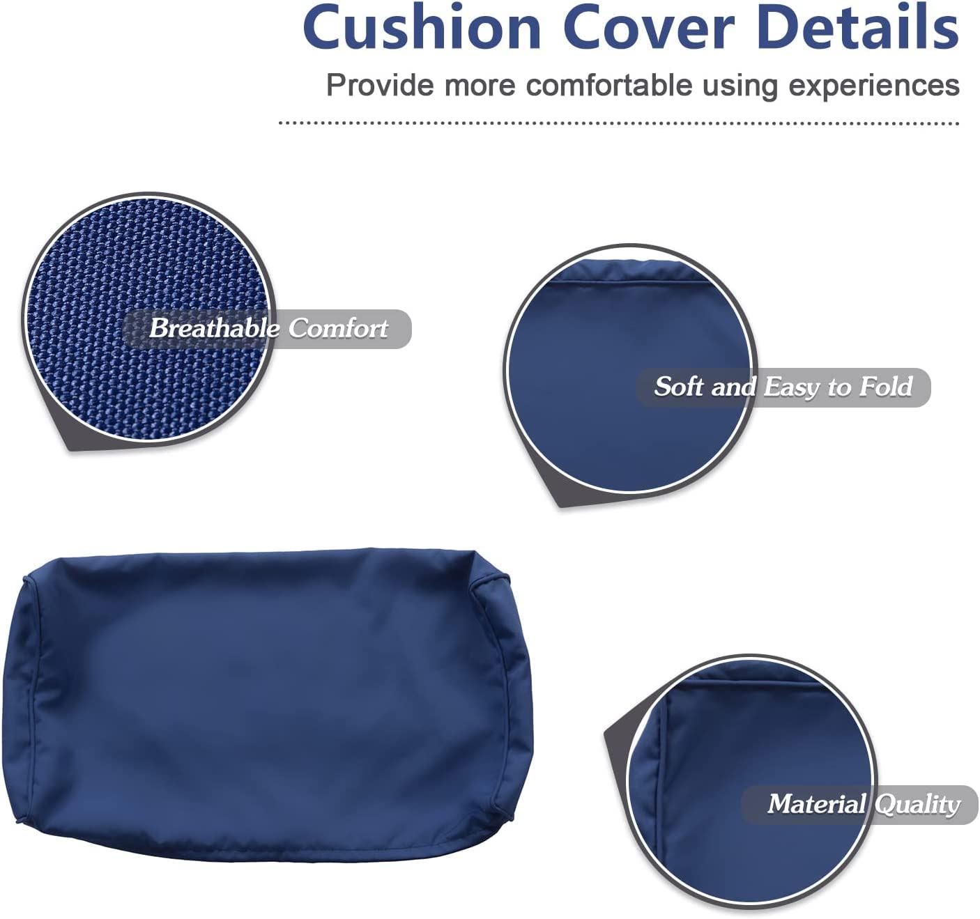 kinbor Patio Cushion Covers Replacement - 14 Piece Outdoor Couch Cushion Slipcovers with Zipper for Sectional Sofa Furniture Set, Washable Covers Only (Dark Blue)