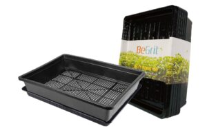 begrit seed starter trays 5-pack 15x12 inch mesh tray plastic plant trays garden seedling starter kit bonsai training pots succulent transport pots with 5 bases