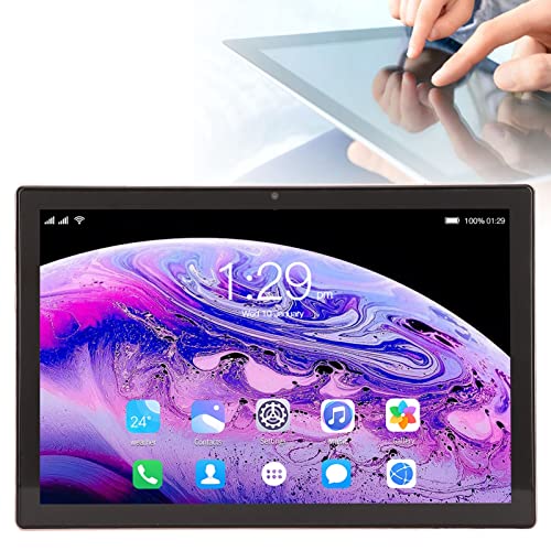 10 inch Tablet, Quad Core Processor 128GB Storage Call Tablet, IPS HD Touch Screen WiFi 11 Portable Tablet, Battery Life Gold