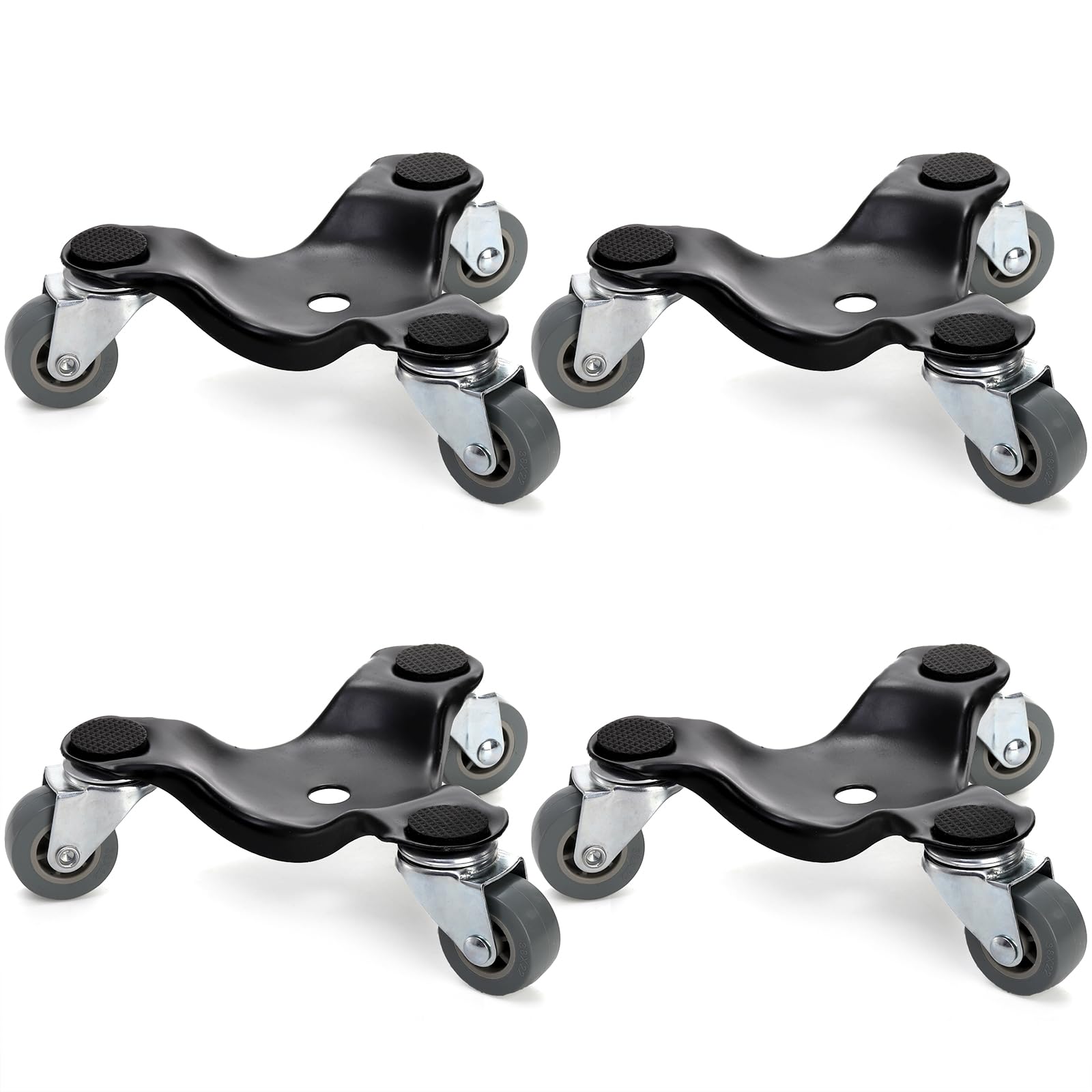 Peohud 4 Pack Steel Tri-Dolly, 3 Wheel Furniture Mover Dolly, 180 Lbs Load Capacity Each Pack, Triangle Swivel Caster Easy Moving Tools for Heavy Cabinet, Furniture, Appliances, 6.5 Inches