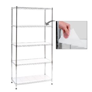 ezpeaks chrome 5-shelf shelving unit with shelf liners set of 5, adjustable, steel wire shelves, 150lbs loading capacity per shelf, shelving units and storage for kitchen and garage (30w x 14d x 60h)