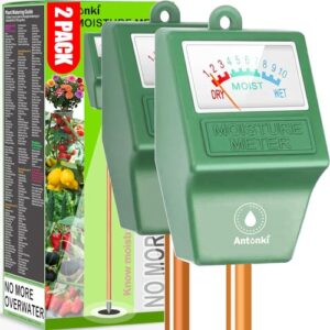 antonki plant water meter, soil moisture meter, soil hygrometer monitor, soil water sensor monitor kit for flower, tree gardening, farming - no battery required - pack of 2