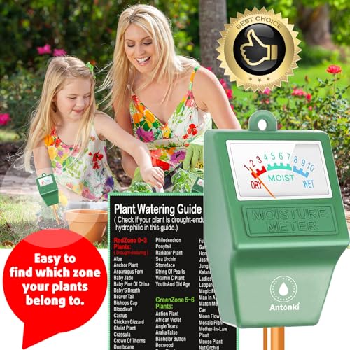 Antonki Plant Water Meter, Soil Moisture Meter, Soil Hygrometer Monitor, Soil Water Sensor Monitor Kit for Flower, Tree Gardening, Farming - No Battery Required - Pack of 2