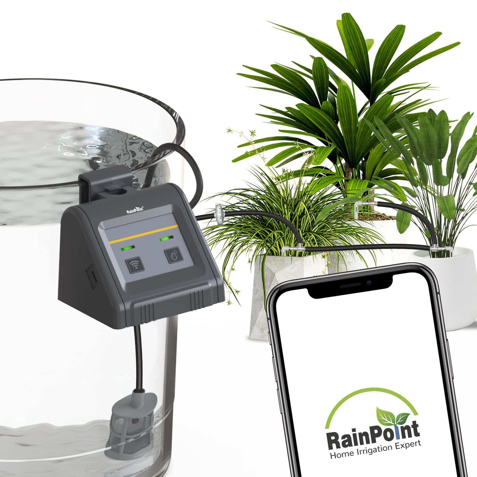 RAINTPOINT Automatic Watering System, Plant Self Watering System Automatic Drip Irrigation Kit with Pump, Indoor Irrigation System for Potted Plants, APP & Voice Remote Control (2023 Release, V2)