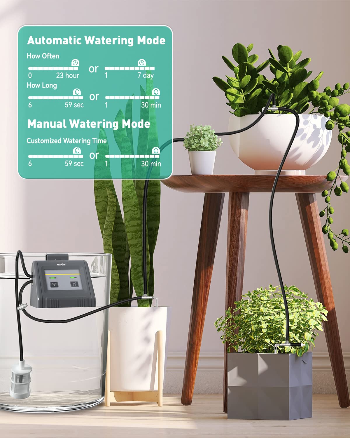 RAINTPOINT Automatic Watering System, Plant Self Watering System Automatic Drip Irrigation Kit with Pump, Indoor Irrigation System for Potted Plants, APP & Voice Remote Control (2023 Release, V2)