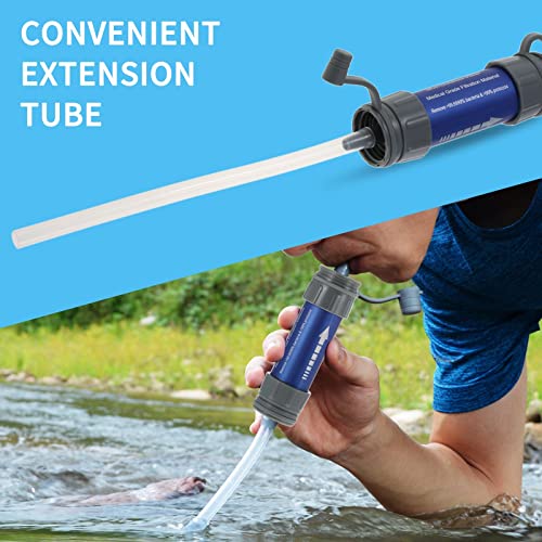 MengK Outdoor Filtration System Water Filter Straw Purifier with Drinking Pouch for Emergency Preparedness Camping Traveling Backpacking