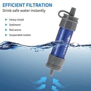 MengK Outdoor Filtration System Water Filter Straw Purifier with Drinking Pouch for Emergency Preparedness Camping Traveling Backpacking