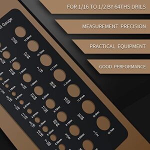 Weewooday Stainless Steel Drill Gauges for 1/16 Inch to 1/2 Inch Size Bits, 17/64-1/2 0.062-0.250 Bolt and Wire Diameter Index Gauge, 29-Hole Use for Accurate Measurement Equivalents(Black)