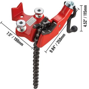 VEVOR Screw Bench Chain Vise | 1/8"-5" Pipe Capacity | Heavy Duty Pipe Chain Vise with Crank Handle | Neoprene-Coated Jaw | Durable Cast Iron Material | Ideal for Various Pipes