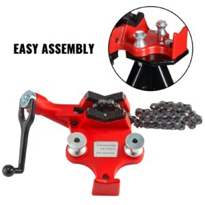 VEVOR Screw Bench Chain Vise | 1/8"-5" Pipe Capacity | Heavy Duty Pipe Chain Vise with Crank Handle | Neoprene-Coated Jaw | Durable Cast Iron Material | Ideal for Various Pipes