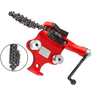 VEVOR Screw Bench Chain Vise | 1/8"-5" Pipe Capacity | Heavy Duty Pipe Chain Vise with Crank Handle | Neoprene-Coated Jaw | Durable Cast Iron Material | Ideal for Various Pipes