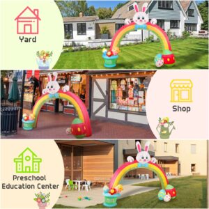 OurWarm 10FT Easter Inflatables Outdoor Decorations, Easter Bunny Decor Colorful Eggs Archway Inflatable with 7 LED, Easter Blow Up Yard Decorations for Holiday Party, Lawn, Outdoor Easter Decorations