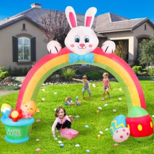 OurWarm 10FT Easter Inflatables Outdoor Decorations, Easter Bunny Decor Colorful Eggs Archway Inflatable with 7 LED, Easter Blow Up Yard Decorations for Holiday Party, Lawn, Outdoor Easter Decorations