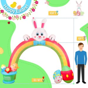 OurWarm 10FT Easter Inflatables Outdoor Decorations, Easter Bunny Decor Colorful Eggs Archway Inflatable with 7 LED, Easter Blow Up Yard Decorations for Holiday Party, Lawn, Outdoor Easter Decorations