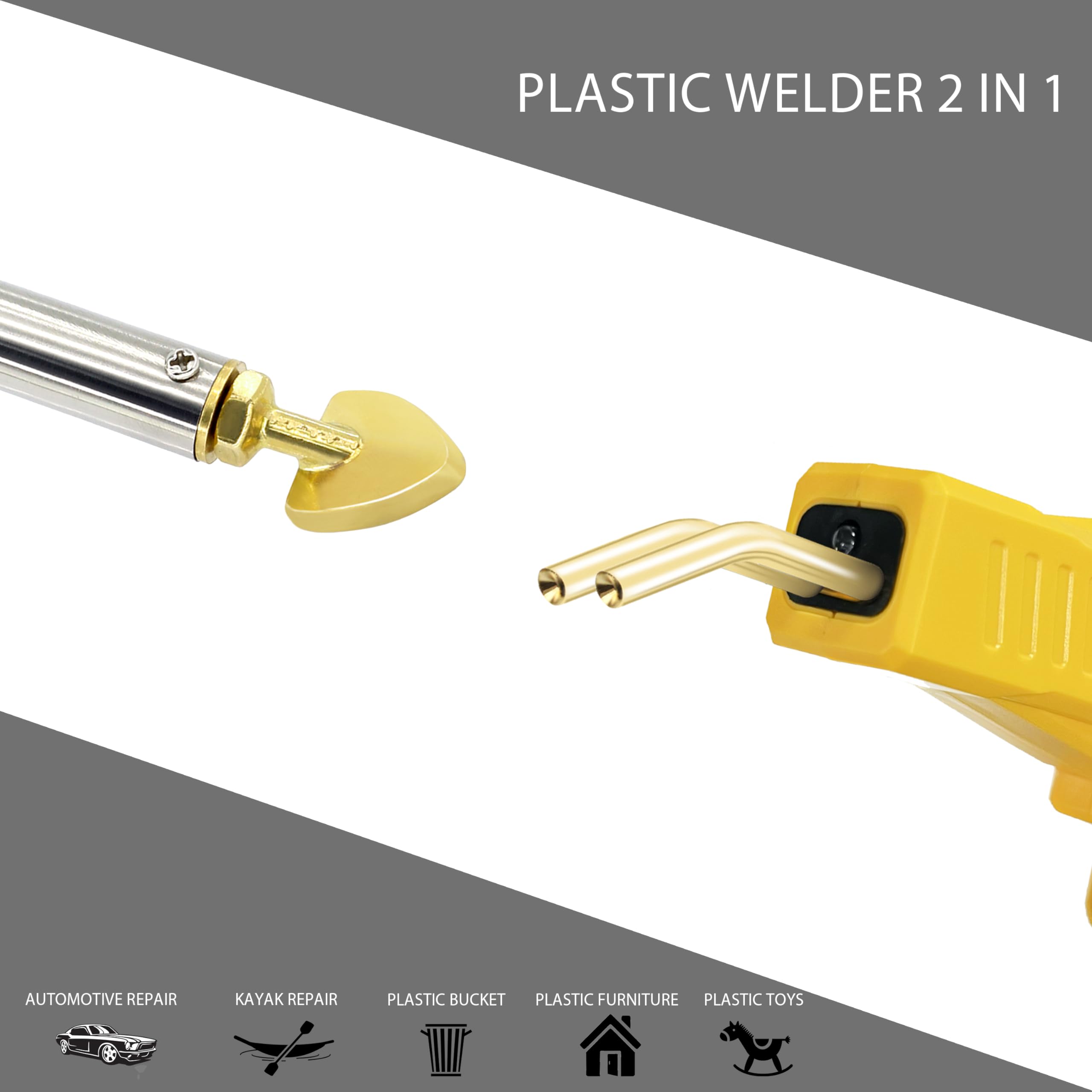 RXXXWELD Plastic Welder, 2 in 1 Plastic Welding Kit, Hot Stapler Plastic Repair Kit For Car Bumper Cracks, Kayaks, Plastic Toys