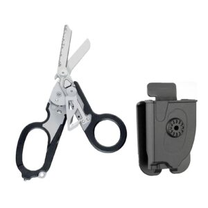 elegital emergency response shears, stainless steel foldable scissors pliers, outdoor camping rescue scissors tools, black +sheath,