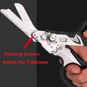 Elegital Emergency Response Shears, Stainless Steel Foldable Scissors Pliers, Outdoor Camping Rescue Scissors Tools, Black +Sheath,