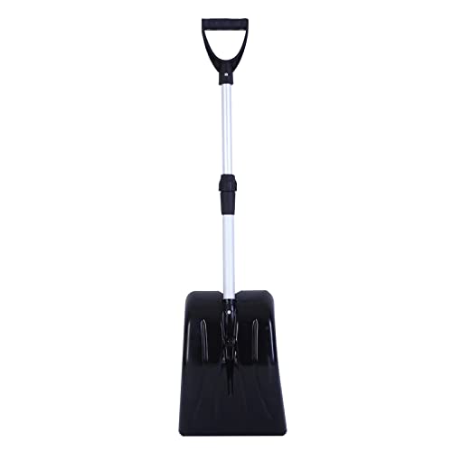 Snow Shovel, Snow Shovel for Driveway, Portable Snow Pusher Shovel for Car Home Garage Garden Kids Snow Shovel, Detachable Ergonomic D-Grip Handle for Snow Removal Shovel Black