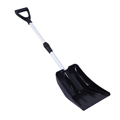 Snow Shovel, Snow Shovel for Driveway, Portable Snow Pusher Shovel for Car Home Garage Garden Kids Snow Shovel, Detachable Ergonomic D-Grip Handle for Snow Removal Shovel Black