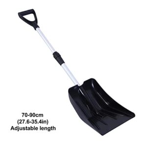 Snow Shovel, Snow Shovel for Driveway, Portable Snow Pusher Shovel for Car Home Garage Garden Kids Snow Shovel, Detachable Ergonomic D-Grip Handle for Snow Removal Shovel Black