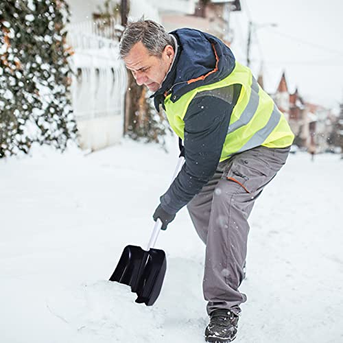 Snow Shovel, Snow Shovel for Driveway, Portable Snow Pusher Shovel for Car Home Garage Garden Kids Snow Shovel, Detachable Ergonomic D-Grip Handle for Snow Removal Shovel Black