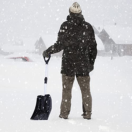 Snow Shovel, Snow Shovel for Driveway, Portable Snow Pusher Shovel for Car Home Garage Garden Kids Snow Shovel, Detachable Ergonomic D-Grip Handle for Snow Removal Shovel Black