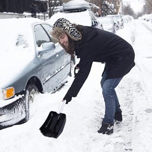 Snow Shovel, Snow Shovel for Driveway, Portable Snow Pusher Shovel for Car Home Garage Garden Kids Snow Shovel, Detachable Ergonomic D-Grip Handle for Snow Removal Shovel Black