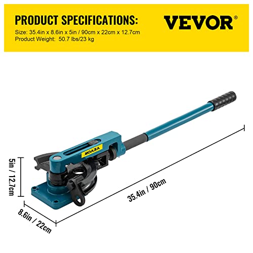 VEVOR Pipe Tube Bender, 3/8" to 1" Manual Pipe Tube Bender, with 7 Dies, Heavy Duty Tube Bender Tubing of Steel Metal Copper, for Repair Shops, Blue