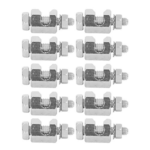 Focket 10PCS Solar Panel Photovoltaic Nut and Solar Earthing Ground Clip Cable Clamp for Bare Wire, Safe On Coupling Earthing Ground Lug Cable Clamp Ground Clamp Fasteners Clip