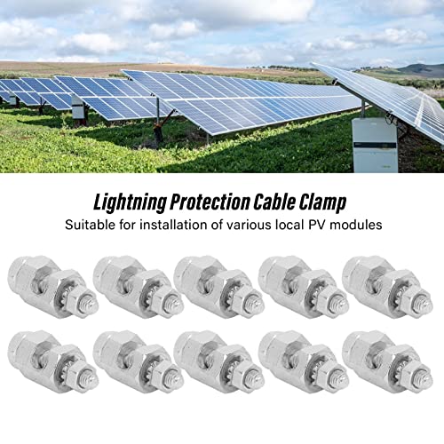 Focket 10PCS Solar Panel Photovoltaic Nut and Solar Earthing Ground Clip Cable Clamp for Bare Wire, Safe On Coupling Earthing Ground Lug Cable Clamp Ground Clamp Fasteners Clip