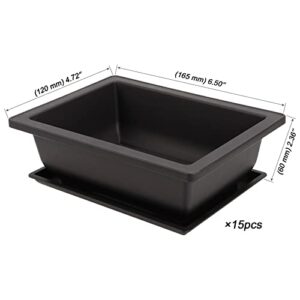 MOUYAT 15 PCS 6.5 Inch Bonsai Training Pots, Rectangular Plastic Bonsai Tree Growing Large Planter Pot for Plants, Garden, Yard, Office, Balcony, Home Decoration