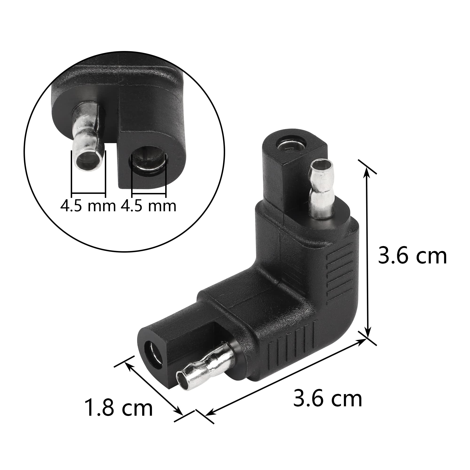 SinLoon 3 Pcak 90 Degree SAE Adapter, SAE Polarity Reverse Adapter, Quick Disconnect Extension Cable Plugs for Solar Panel Battery Power Charger(90 Degree)