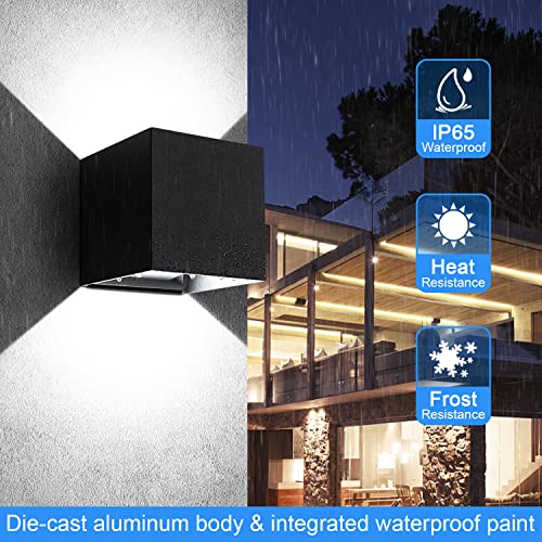 Juyace LED Sconce Wall Lighting 20W Outdoor Wall Light Up and Down Exterior Light Fixtures Angle-Adjustable Square Aluminum 4.7" IP65 Waterproof 6000K for Porch Patio Garage Backyard Garden