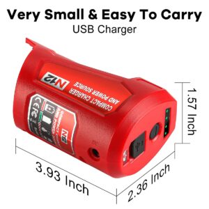 DONGPUCUN M12 Power Source Replacement for Milwaukee 12V Battery with with 2.1A Wall Plug, USB Port & DC 12V Outlet Portable Heated Jacket Battery Adapter for Milwaukee