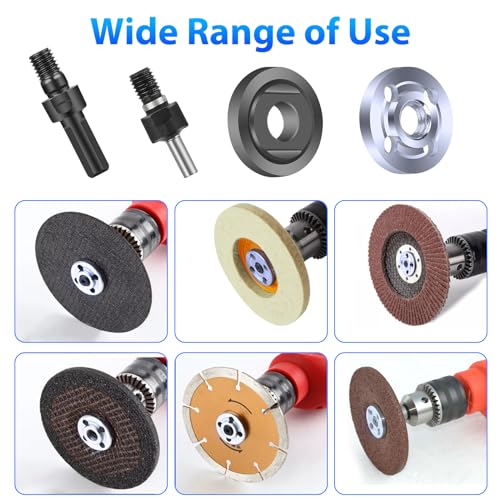 Drill Angle Grinder Adapter, SUNJOYCO 6mm/10mm Arbor Mandrel Adaptor with Flange Nut Parts Set and 2 Spanner Wrench, Electric Drill Conversion Angle Grinder Connecting Rod Kit