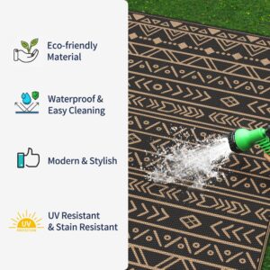 MCOW Outdoor Rug Waterproof 5'x8' for Patio Clearance, Reversible Camping Mat, Outside Plastic Straw Area Rugs for Rv, Camper, Porch, Balcony, Backyard, Picnic, Deck, Blue&White