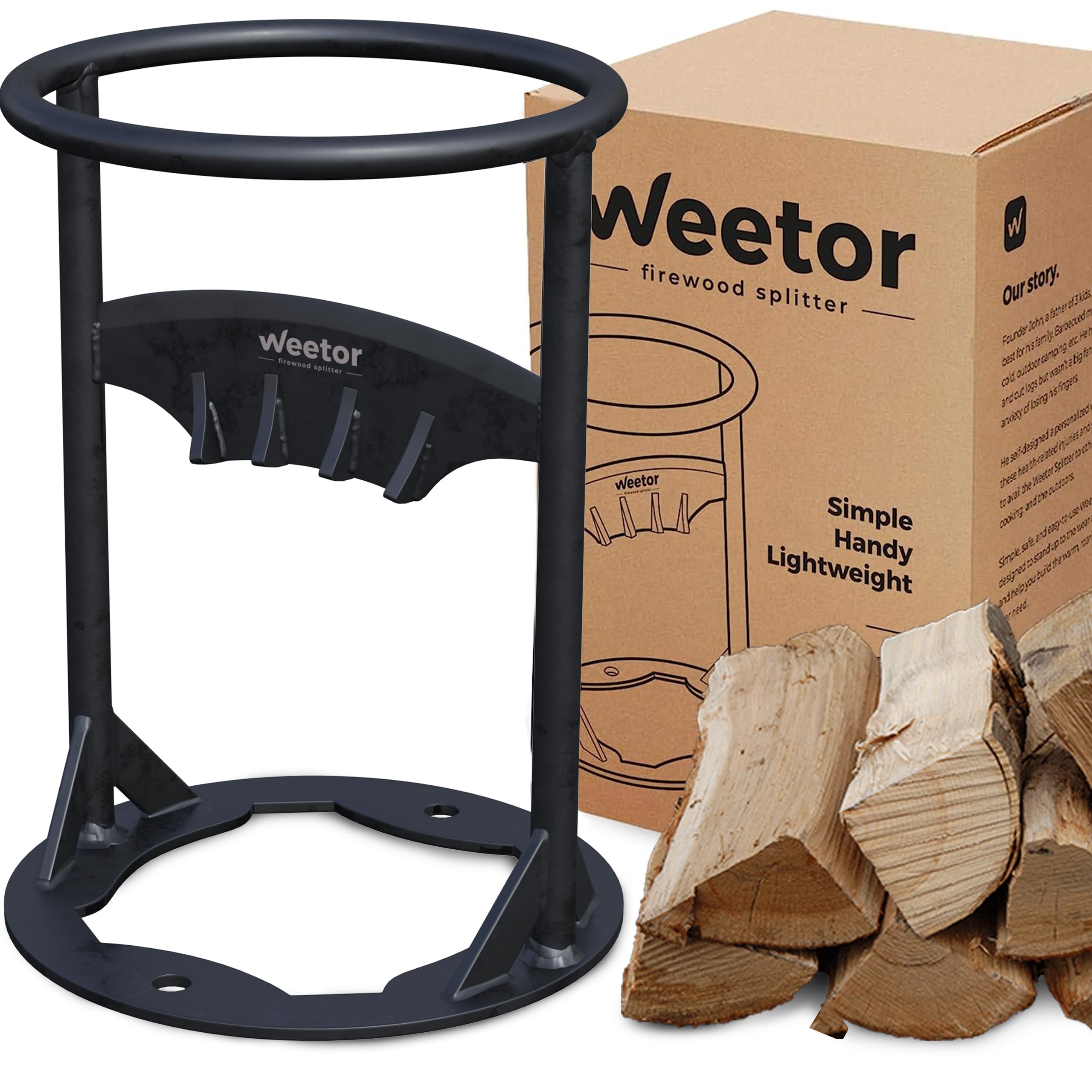 WEETOR Wood Splitter Tool - High-Carbon Steel Kindling Splitter for Wood - Lightweight & Portable Log Splitting Wedge for Camping, Fireplace, Cooking & More - Secure & Convenient Firewood Splitter