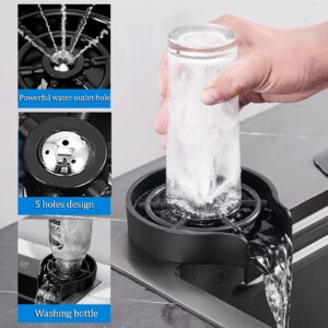 Kitchen Sink,New Stainless Steel Waterfall Sink,Bar Sink, 304 Stainless Steel Sink, with Cup Washer Sinks, Drop-in Or Undermount Installation (Color : Black-Grey, Size : 80x45x20cm)
