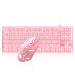 unband 87key usb wired gaming mechanical keyboard with white backlit pretty girl pink quiet for desktop laptop (mouse optional) mechanical gaming keyboard rgb led rainbow backlit (color : b)