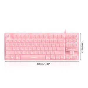 unband 87Key USB Wired Gaming Mechanical Keyboard with White Backlit Pretty Girl Pink Quiet for Desktop Laptop (Mouse Optional) Mechanical Gaming Keyboard RGB led Rainbow Backlit (Color : B)