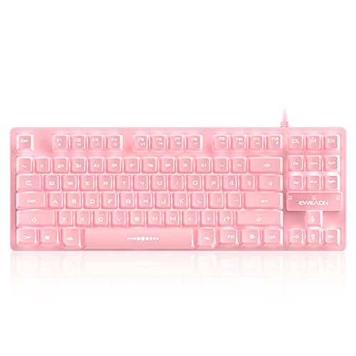 unband 87Key USB Wired Gaming Mechanical Keyboard with White Backlit Pretty Girl Pink Quiet for Desktop Laptop (Mouse Optional) Mechanical Gaming Keyboard RGB led Rainbow Backlit (Color : B)