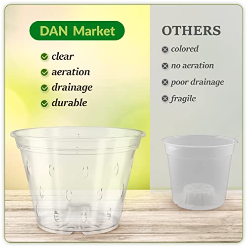 DAN Market 4.5 inch Orchid Pots with Holes - Orchid Pots for Repotting - Orchid Breathable Slotted Clear Plastic Pot (4.5 inch 4 Pack)