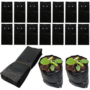 dredqcco 100pack plant grow bags,thicken pe seedling bag fruit tree seedling cup bonsai planting bag with breathable holes for garden black planting bags nursery bags (5.9'' dia x 10'' h)