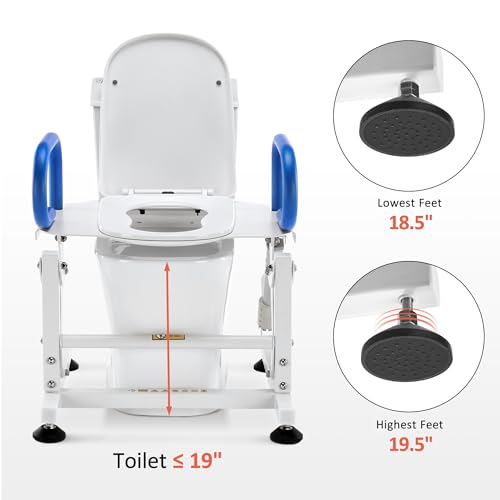 MCombo Electric Toilet Seat Lift with Padded Arms for Elderly and Disabled, Power Toilet Incline Lift in Bathroom, Support to 320lbs, SEC212W