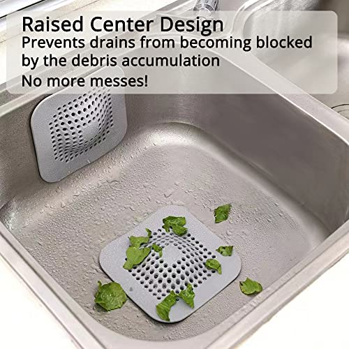 24 Inch Silicone Faucet Handle Drip Catcher Tray, Kitchen Sink Splash Guard Mat with 2 Pack Drain Hair Catcher Drain Cover with Suction Cup for Shower Bathtub Kitchen Bathroom