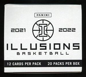 2021-22 panini illusions nba basketball cello pack box 20 sealed packs of 12 cards (outer box is not sealed) massive 240 cards in all. look for exclusive orange and teal parallels. chase autos and rare parallel rookie cards of cade cunningham, josh giddey